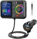 Bluetooth FM-sender biladapter, Bluetooth 5.0, stort display, håndfri opkald, Siri/Google, MP3, TF/AUX, bas/diskant, sort