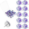 Miniatyrbillede 1 af 5: 30 stk Dekorative Tommelfingre Lila Push Pins Glitter Strass Sød Dekorative Push Pins til Korktavle Flade Push Pins