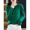 Miniatyrbild 6 av 7: 100% Merinoulltröja Kvinnor Kasmirstickad Pullover Höst Vinter Rundhalsad Enfärgad Fashion Basic Kvinna E Kläder Topp Wumai Blå M