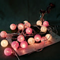 Miniatyrbilde 2 av 3: EU-kontakt 220V 3,7m 20 bomullsstrengkuler LED-lyssløyfe jul innendørs nattlampe stripe rosa