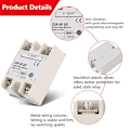 Pikkukuva 3 / 8: SSR-80DD 3-32VDC till 5-60VDC 80A utström DC-AC Solid State Relay SSR-modul för industriell automatiseringsprocess (1 st) 1Pc