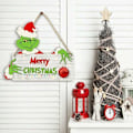 Miniatyrbild 4 av 5: Grinch juldekorationer hängande skyltar dörrskylt för semesterdekoration God jul Grinch temafesttillbehör