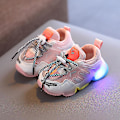 Miniatyrbilde 1 av 5: Frosne Elsa Mesh LED Lysende Sneakers Barn Sko Sommer Høst Sølv Silver 30