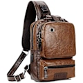 Pikkukuva 1 / 6: Sling Crossbody Bag Axelväska Herr och Dam Retro PU Läder Sling Ryggsäck Cykel, Mode