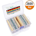 Miniatyrbillede 1 af 5: Modstandssæt 2600 stk. 130 værdier, 1% modstande varierer Sortiment af metalfilm modstande med 1 ohm-3m ohm 1 / 4w med opbevaringsboks til projekter