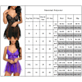 Miniatyrbillede 3 af 3: Sexet damesæt mesh undertøj split gaffel pyjamas natkjole sæt Violet Violet L