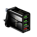Pikkukuva 3 / 5: Musta, 33W USB-laturi QC 3.0 4-porttinen USB-laturi Useita USB-laturit Yhteensopiva iPhone 12/13/11/Samsung S22/S21/S20/Xiaomi/Huawei/OPPO/OnePlus jne.