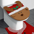 Pikkukuva 8 / 8: Joulu WC-istuimen peitesetti - Juhlava hirvi kylpyhuoneen matto ja peite Moose