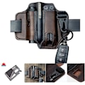 Miniatyrbillede 2 af 5: Multifunktionel bæltehylster, Læder EDC-arrangør til mænd, Leatherman-etui med penneholder, nøgleholder, lommelygteetui, EDC-etui i læder (brun)