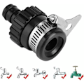 Miniatyrbillede 5 af 5: Universal hane adapter til havehane og haveslange, haveslangeforbindelse til Fonepro blandere Sort