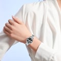 Miniatyrbillede 6 af 7: Enkel Dame Armbåndsur i Rustfrit Stål Elegant Analog Kvarts Lysende Sort B Black B