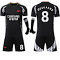 Miniatyrbild 1 av 2: 2024-2025 Arsenal borta barn vuxen svart fotbollströja kit med strumpor No.8 ØDEGAARD No.8 ØDEGAARD 24