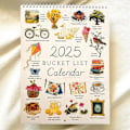 Miniatyrbild 3 av 8: 2025 Bucket List Väggkalender - 12 Månader Spiralbunden med Anteckningar och Att-Göra-Listor