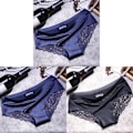 Miniatyrbillede 1 af 7: 3st/lot Damtrosor Set Spets Seamless Underkläder Kvinnliga Silkestrosor Kalsonger Dam Trosa Culotte Femme Kvinna Underkläder XX 2 blå svart L