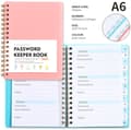 Adgangskodebog, A-Z alfabetisk indeks, Logbog til hjemmesideadgangskoder med noter og sikkerhedsguide til flere konti, Pink, A6
