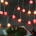 Miniatyrbilde 3 av 3: EU-kontakt 220V 3,7m 20 bomullsstrengkuler LED-lyssløyfe jul innendørs nattlampe stripe rosa