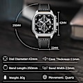 Miniatyrbillede 4 af 7: Herreure Fashion Multifunktionelt Armbåndsur Chronograph Lysende Ur Mænd Rustfrit Stål Herreure Kvadratisk Fritidsur Sølv B Silver B
