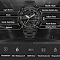 Miniatyrbillede 3 af 7: Mænds Dobbelt Display Ur 5 ATM Vandafvisende Digital Analog Militær Rustfrit Stål Sort B Black B