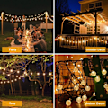 Miniatyrbilde 5 av 5: LED-lysslynge, solcelle krystallkule utendørs, vanntett, 12 m, 100 lysdioder (varmhvit)