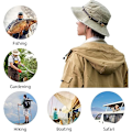 Pikkukuva 6 / 6: Taitettava aurinkohattu safarihattu miehille Anti UV ulkoilmavuorikiipeily Matkahattu Kalastajan lippis Bucket Hat, Khaki