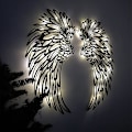 Miniatyrbillede 1 af 5: 1 par Metal Englefvinger Væghæng med LED-lys, Metal Englefvinger Væghæng, Englefvinger Vægskulptur Kunst Væghæng til Hjemmekontor S
