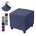 Miniatyrbild 1 av 7: 1 st Jacquard stretch ottoman pall täckt elastisk fyrkantig fotpall täcker all-inclusive hållbara fotstöd överdrag vardagsrum A8  ottoman överdrag liten