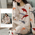 Miniatyrbild 6 av 7: Vårt Höst Stora Storlek 5Xl Kvinnor Polyester Pyjamas Plaid Sömnkläder Långärmade Hemkläder Sets Damer Simm Loose Casual Pijamas W9 KVINNOR PAJAMAS M