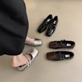 Miniatyrbillede 2 af 7: Fransk Aftenstil Mary Jane Kvindesko Enkelt Lag Elegante Flade Sko. Sort 39