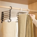 Miniatyrbillede 6 af 7: 5 i 1 pladsbesparende bøjle sammenklappelig håndklæde krog multifunktionel tøj bøjle hylde garderobe skab arrangør opbevaring bukser bøjle 4