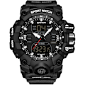 Miniatyrbillede 1 af 7: Mænds Mode Sports Armbåndsur Multifunktionelt Elektronisk Ur Digitalt Kvartsur Dobbelt Display Ur til Dreng 50m Vandafvisende Sort B Black B