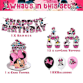 Pikkukuva 3 / 5: SQBB Minnie Mouse Ladan Födelsedagsfest Dekorationer Tillbehör Banner Ballonger Tårtdekorationer Set