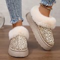 Miniatyrbild 6 av 7: Faux Päls Vintersövlar Kvinnor 2024 Mode Sequined Tyg Värm Snö Stövövlar Kvinna Icke-Slipa Förtjocka Plus Ankel Booties Plus Si Se 44. svart 36