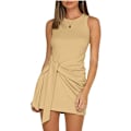 Miniatyrbilde 1 av 6: 2023 Damer sommer Casual ermeløs strandtankkjole Bodycon Ruched minikjoler Khaki S Khaki S