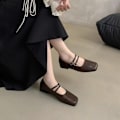 Miniatyrbillede 3 af 7: Fransk Aftenstil Mary Jane Kvindesko Enkeltlag Elegante Flade Sko. Sort 35
