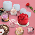 Miniatyrbillede 5 af 8: 4 stk. Rose Silikonform DIY Valentinsdag Roseformet Isform Whisky Smuk Blomsterform til Fest Bar Is Terning Skimmelbakker