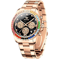 Miniatyrbillede 1 af 7: Modearmbåndsur Elegant Multifunktionelt Ur Analogt Kvartsur Diamant Rustfrit Stål Armbåndsur Kronograf Lysende Ur Rosenguld Sort Rose gold black