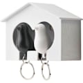 Miniatyrbillede 1 af 2: Nøglering, nøgleringssæt med to spurve design hvid / rosa black
