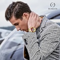 Miniatyrbild 2 av 7: Herrar Kvarts Armbandsur Fritids Rostfritt Stål Klockor Mode Analog Klocka Luminous Datum Kalender Herrklocka Guld Röd Golden red