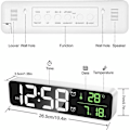 Miniatyrbild 5 av 5: Digital väckarklocka, väggklocka Morgonväckarklocka LED Digital spegel Stor skärm med datumtemperatur, 2 larm, 40