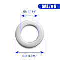 Miniatyrbilde 4 av 4: #6 x 0,375\" OD Flatpakninger - 100 stk 18-8 (304) Rustfritt Stål Flatpakninger Silver #6/304