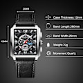 Miniatyrbillede 5 af 7: Rektangulære herreur fashion analog kvarts armbåndsur mænd business vandtæt ure lysende rustfrit stål armbånd til mænd Sort Hvid D Black White D