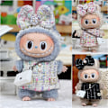 Miniatyrbilde 4 av 4: POP MART The Monsters Labubu Plysjdukke Etnisk Stil Kjole + Hodeplagg Veske (Ingen Leke) White