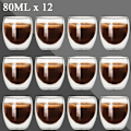 Miniatyrbild 2 av 7: 80ml dubbelväggat glaskopp 2/12ST Transparent handgjord värmebeständig tedrink set Espresso kaffe Mjölkmuggar Present 2pcs 80ml Som visas