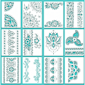 Pikkukuva 1 / 10: 12 kappaletta suuri mandala-stencilit, uudelleenkäytettävät mandala-maalaukset, 8,3 x 11,7 tuumaa, kukkakuvio-stencilit, mandala-piirustus