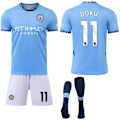 Miniatyrbild 1 av 2: Manchester City Hemma Barn & Vuxen Fotbollströja Kit med Strumpor 2024-2025 No.11 DOKU No.11 DOKU 26