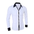 Pikkukuva 3 / 6: Miesten raidallinen paita Pitkähihainen Slim Fit Valkoinen Sosiaalinen Paita Miesten Casual Business Camisa Masculina Chemise Joulupaita 1028-White L