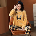 Miniatyrbild 4 av 7: Gränsöverskridande höst vinter flanell förtjockade kvinnors söta tecknade casual långärmad pullover pyjamas set hem kläder ins 13.5 snoopy XXL