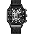 Miniatyrbillede 1 af 7: Quartz armbåndsur til mænd business rustfrit stål ur lysende analog armbåndsur multifunktionel chronograph ur mode firkantet ur Sort B Black B