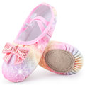 Miniatyrbillede 1 af 7: Piger med delt sål Rosetknude Paljetballettsko, lette bløde danssko til præstation Øv yoga Multicolor CN30(EU30)