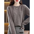 Miniatyrbilde 2 av 7: 100% Merinoullgenser Kvinnor Cashmere Pullover Stick Høst Vinter O-Hals Solid Color Fashion Basic Kvinna E Klær Topp Wumai Blå L